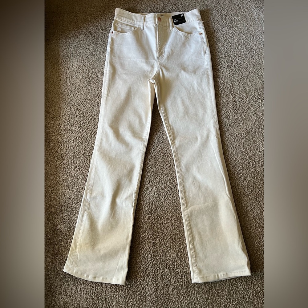 NWT Express High Rise Boot Leg Cream Beige Denim Jeans Women’s Sz 10R - Picture 5 of 14